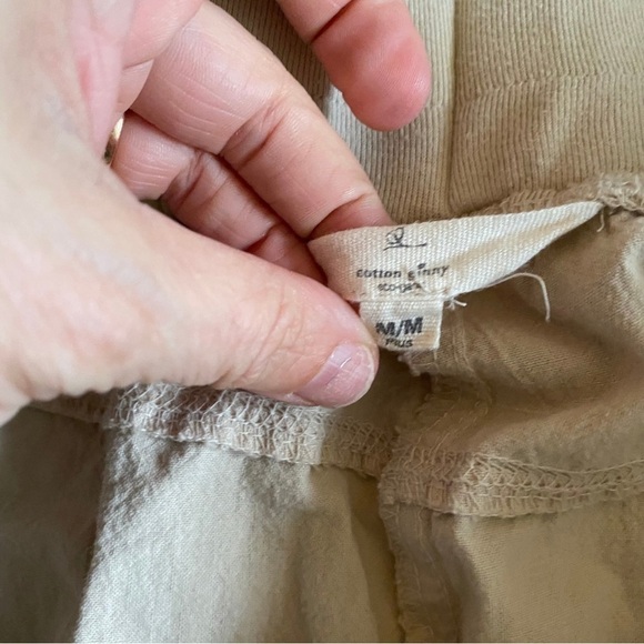Cotton Ginny 100% Maxi Drawstring Khaki Cargo Skirt Side Slits Pockets Light M - Picture 5 of 8